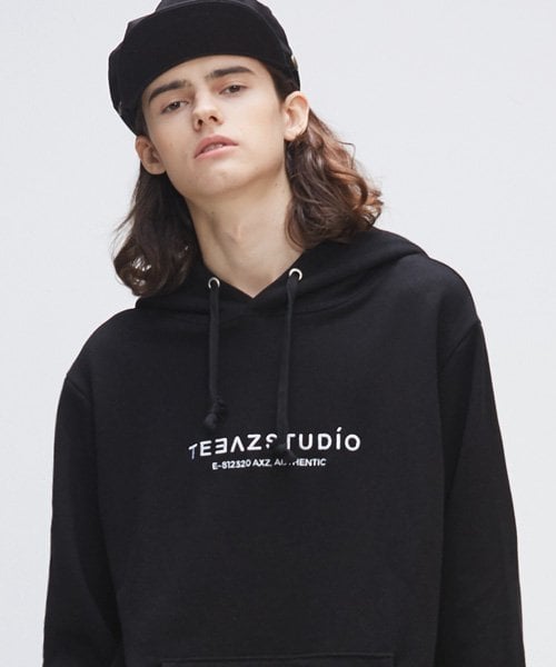 티아즈(teeaz) [UNISEX] AXZ 오버핏 후드티 (블랙)