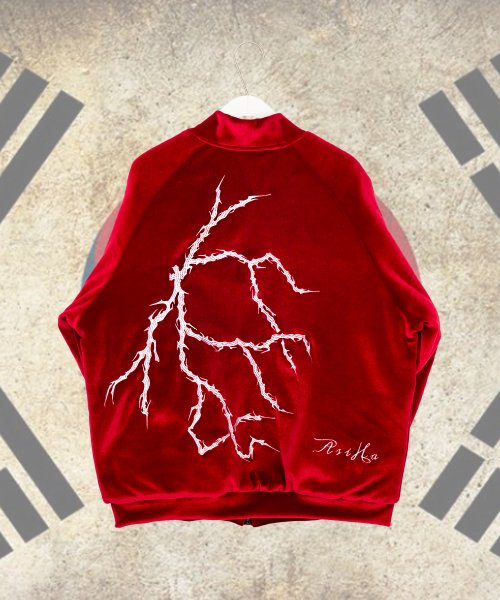아시하(asiha) M [F/W]  벨벳 동양화자수 점퍼 Red