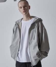 Over Size Hood Zip Up - Grey