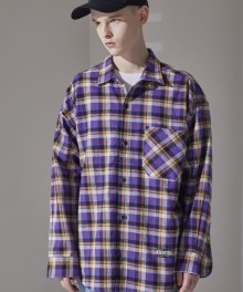 Check Oversize Shirt-Purple