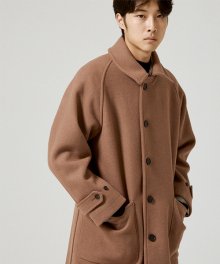 Heavy Wool Balmacaan Coat [Light Brown]