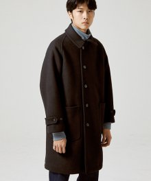 Heavy Wool Balmacaan Coat [Black]