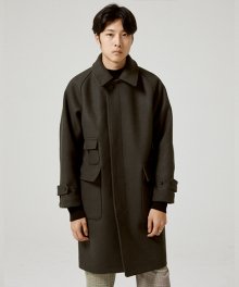 Heavy Hidden Balmacaan Coat [Khaki]