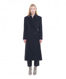 LONG DOUBLE BREASTED EARL COAT  BLACK