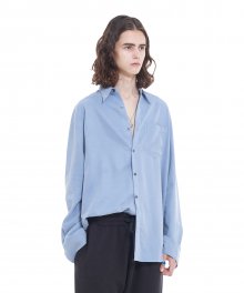 LONG SILKET SHIRT  BLUE