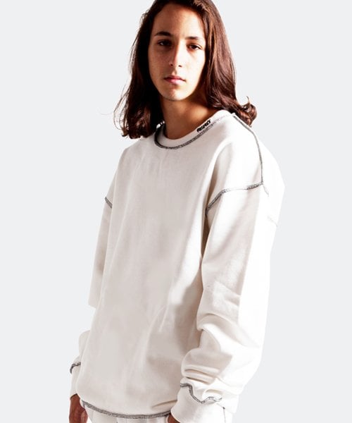 리스펙트(respect) 헤비웨이트 리버스 스티치 맨투맨 (화이트)