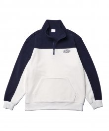 PATCH TWO-TONE HALF ZIP-UP(IVORY)