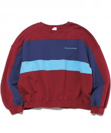 SCRT-Logo Paneled Crewneck Burgundy