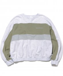 SCRT-Logo Paneled Crewneck Light Grey