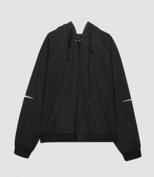 VLACK LINE - SIDE SLIT HOODIE JACKET (BLACK)