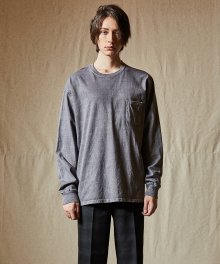 PIGMENT DYED POCKET LONG SLEEVE [CHARCOAL]