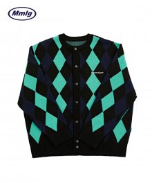 [Mmlg] ARGYLE HEAVY CARDIGAN (BLACK)