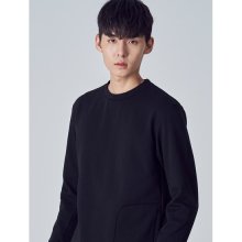 [ACTIVE8] 블랙 솔리드 기모 원포켓 스웨트 셔츠 (428X41WA35)