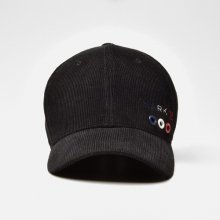 EYELET PUNCHED CORDUROY BALL CAP - BLACK