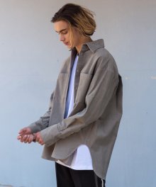 Oversized Corduroy Shirt Jacket / Grey