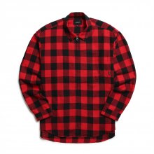 Buffalo Plaid Flannel Zip Shirt (Red)