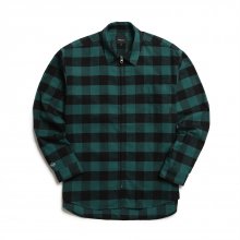 Buffalo Plaid Flannel Zip Shirt (Green)