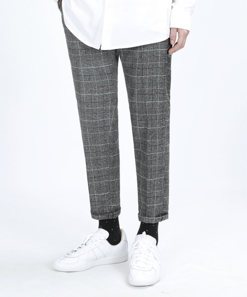 MUSINSA | VERYVAIN BT60 BRITISH CHECK SLACKS (GRAY / BURGUNDY)