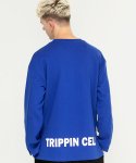 트리핀셀(TRIPPIN CELL) 롱 슬리브 긴팔소매 트임티셔츠 맨투맨 블루