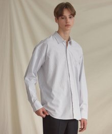 Stripe Oversize Shirts - Grey