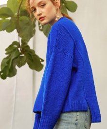785 high neck unbalance knit (blue)