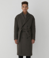CHARCOAL GREY BELTED DOUBLE BREASTED COAT (TC1CTUW1007)
