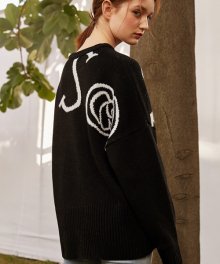 788 woo80% lettering logo knit (black)