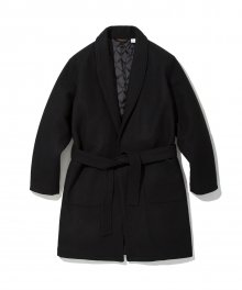 18fw wool robe coat black