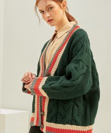 804 wool80% color scheme cardigan (green)