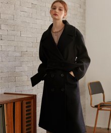 806 blet detail double long coat (black)