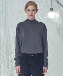 [유니섹스] WOOL BLENDED HALF NECK KNIT GREY