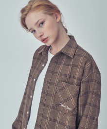 [유니섹스] OVER FIT HERRING CHECK SHIRTS BROWN