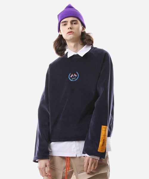 색 스튜디오(sac) VELOUR CROP LONG SLEEVE NAVY