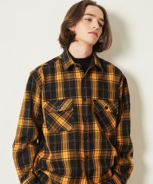 유니섹스 이브 체크 셔츠 자켓-옐로우