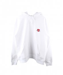 New Heart Embroidery Napping Hoodie White