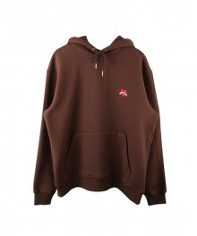 New Heart Embroidery Napping Hoodie Brown