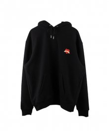 New Heart Embroidery Napping Hoodie Black