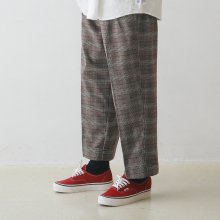 LOBBY BOY EASY WIDE TR CHECK PANTS (LOOSE TAPERED FIT)_BROWN CHECK