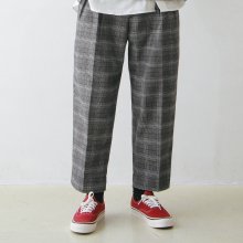 LOBBY BOY EASY WIDE TR CHECK PANTS (LOOSE TAPERED FIT)_GREY CHECK
