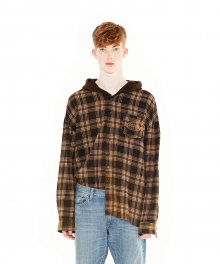 OVER SIZE CHECK HOODY SHIRTS BR