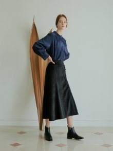 CORDUROY FLARE SKIRT BLACK