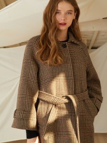 BROWN CHECK BELL OVERFIT COAT