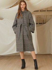 GREY CHECK BELL OVERFIT COAT