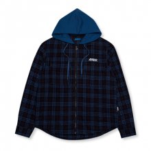 LOGO PLAID HOODED SHIRTS / BK