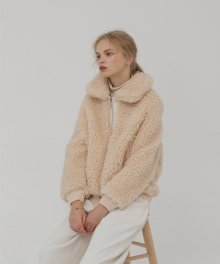 sheep fur zipper jacket
