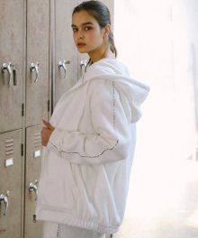 UNISEX SEARCH SIDE TAPE FLEECE ZIP UP_WHITE