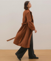 Belted Ballon Coat - Brown