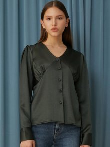 UNDER SHIRRING BLOUSE_KHAKI