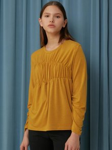 SHIRRING T-SHIRT_MUSTARD