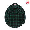 Overfit Heavy Flannel Hellvn Check Shirts - Green - 헤비체크셔츠